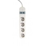 Gembird Smart power strip with USB charger, 4 sockets, white