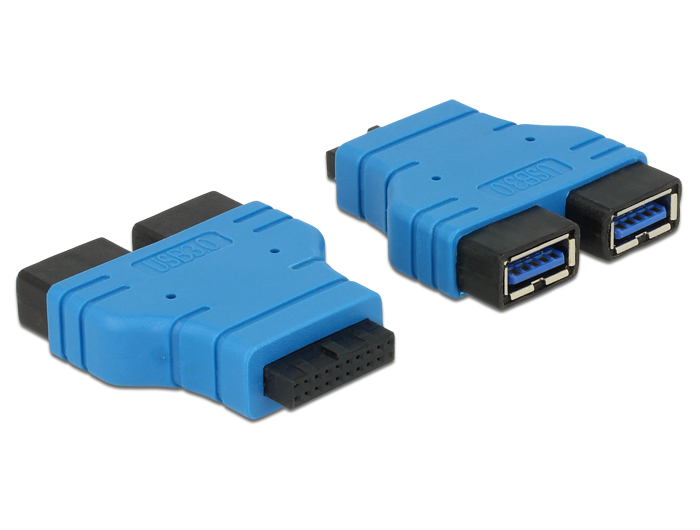 DeLOCK USB3.0/2xUSB3.0 2 x USB 3.0-A Black, Blue
