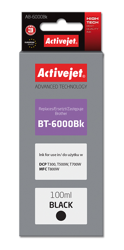 Activejet AB-6000Bk ink (replacement for Brother BT-6000BK; Supreme; 100 ml; black)