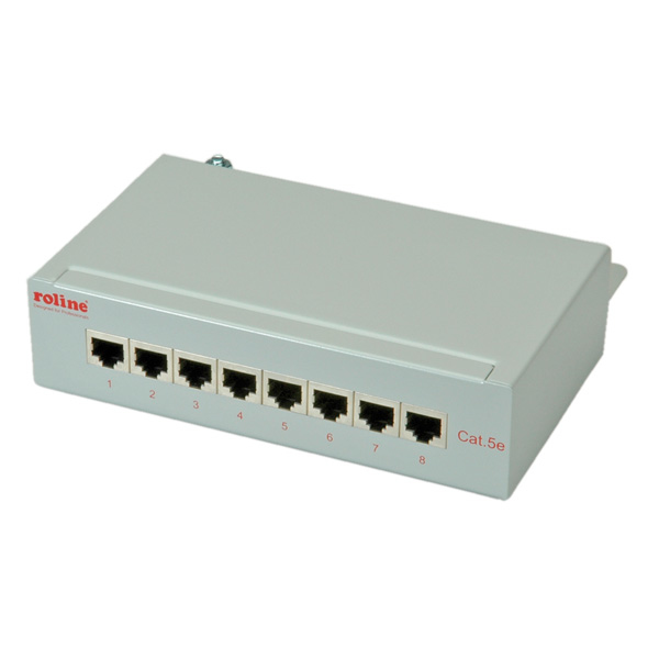 Image of ROLINE Cat.5e Wall Mount Patch Panel, 8 Ports, STP light grey