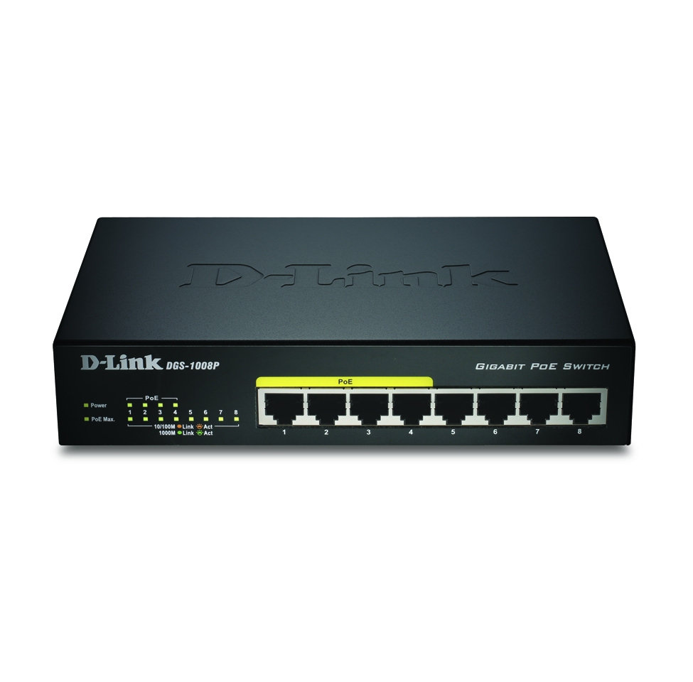 Image of D-Link DGS-1008P/E network switch Unmanaged L2 Power over Ethernet...