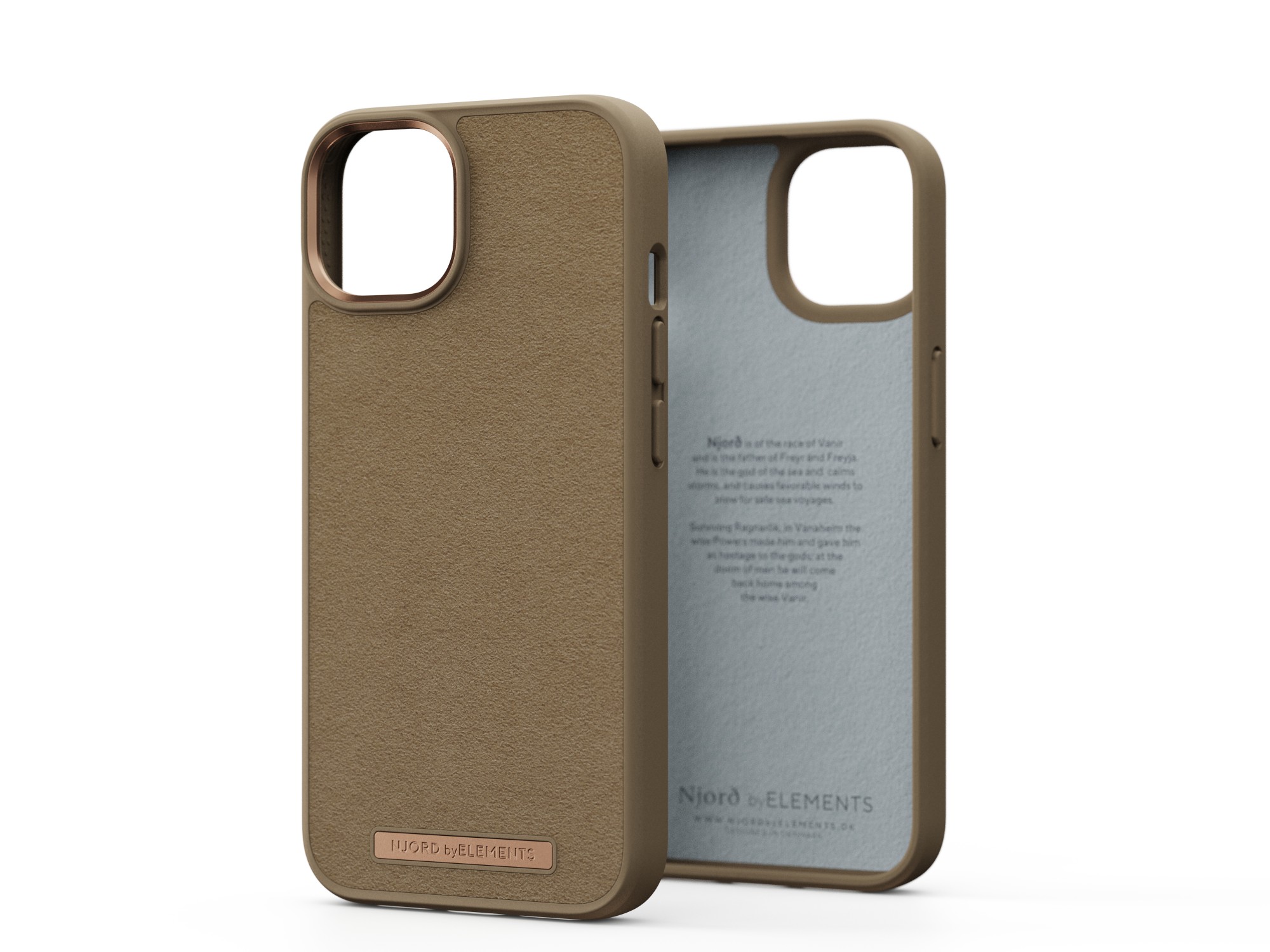 Photos - Case Njord byELEMENTS Suede Comfort+  - iPhone 14 - Camel NA41CM04