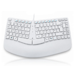 Accuratus Contour White - USB Type A/C Sculptured Ergonomic Split Key Multimedia Keyboard with Reverse Tilt PC & Mac