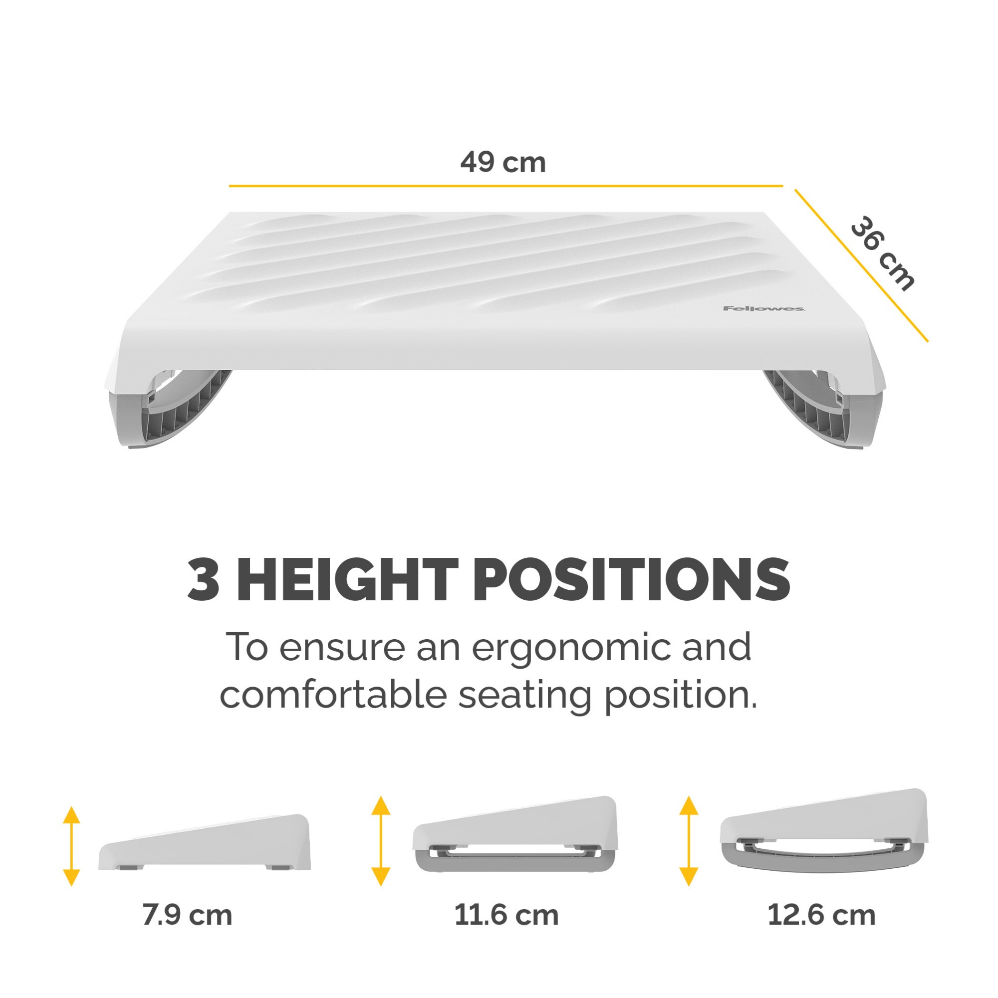 Fellowes Foot Rest Under Desk - Breyta Foot Support Ergonomic Foot Rest with Textured Surface - Foot Rest Stool for Office & Home - White
