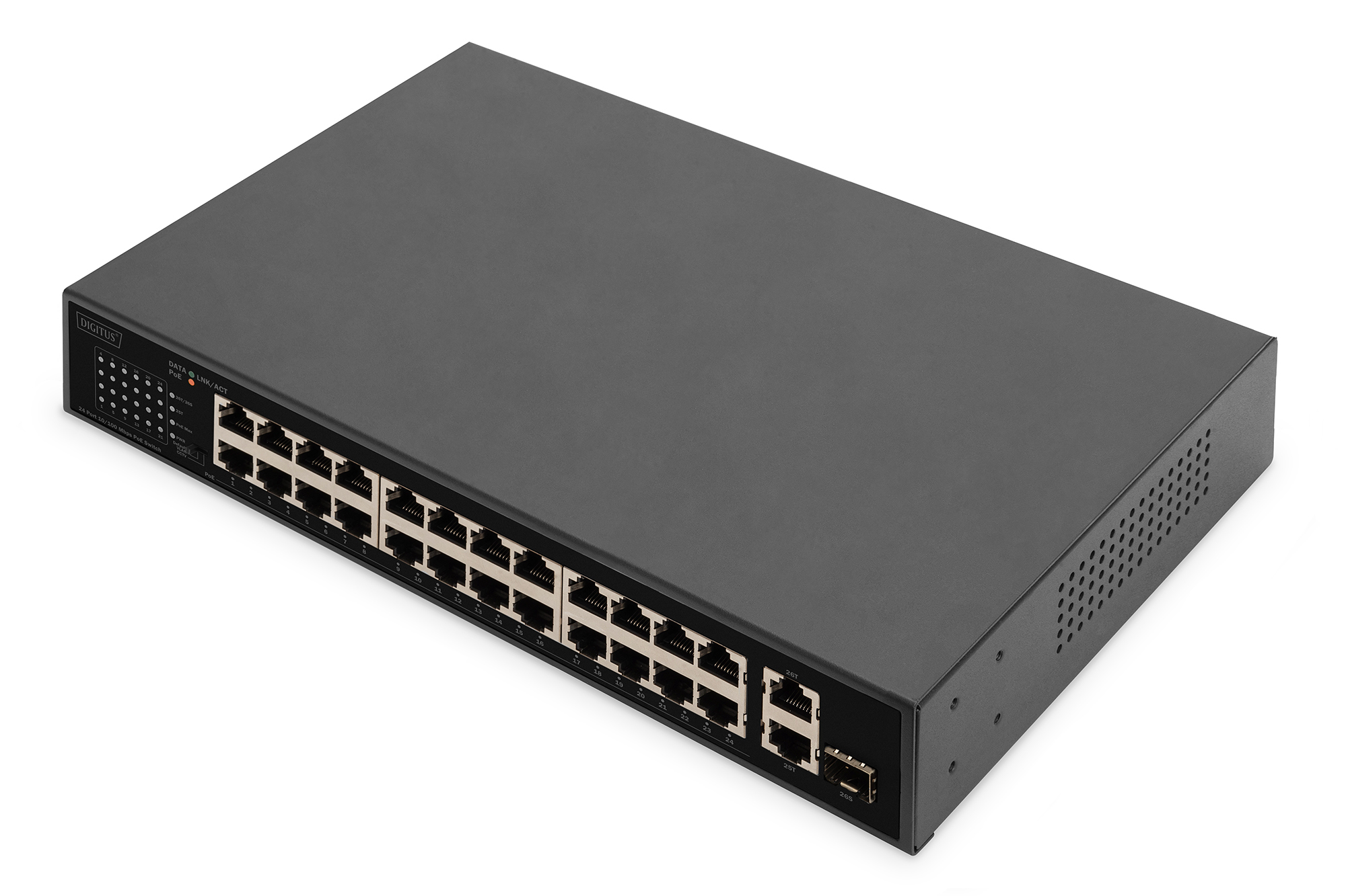 Photos - Switch Digitus 24 Port Fast Ethernet PoE  , 2 Gigabit Uplinks (RJ45 / S DN 