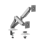 Brateck LDT88-C024 DUAL SCREEN RUGGED MECHANICAL SPRING MONITOR ARM For most 17'~32' Monitors, Space Grey & White (LS)