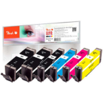 Peach PI100-188 inktcartridge 6 stuk(s) Compatibel Hoog (XL) rendement Zwart, Cyaan, Magenta, Foto zwart, Geel