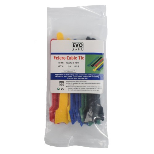 Evo Labs 12X125MM VELC MULTI-COL cable tie Hook & loop cable tie Multicolour 20 pc(s)