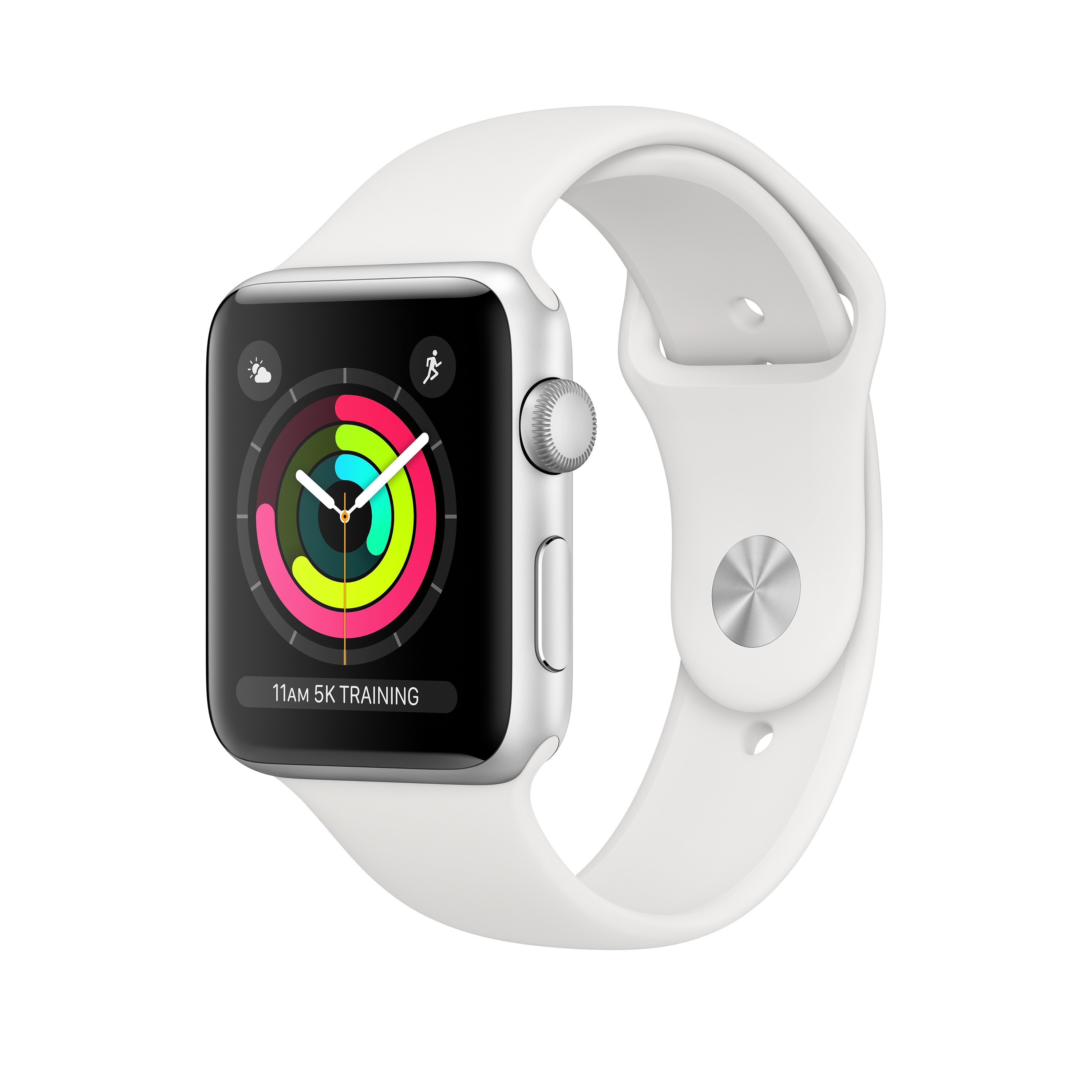 Apple Watch, Series 3, 42mm, GPS - Silver / White Aluminium with White Sport Band