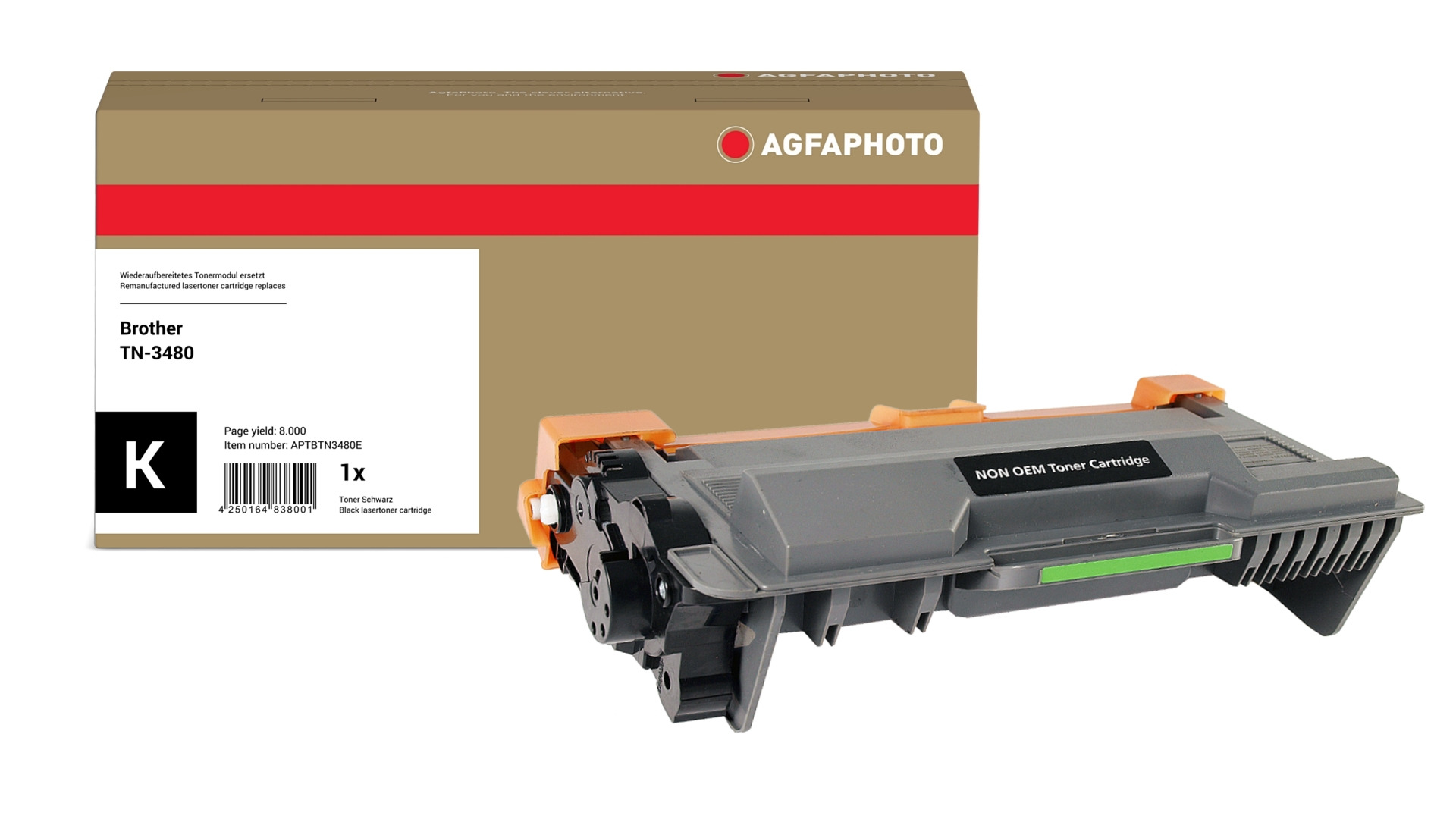 AgfaPhoto Compatible Toner Cartridge. Black. Replacement for Brother T
