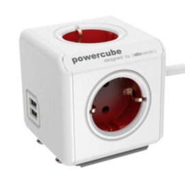 Image of Allocacoc 1406RD/DEEUPC power extension 1.5 m 4 AC outlet(s) Red,...