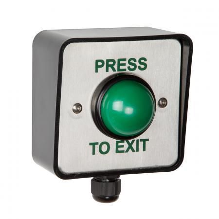 Surface Weather Proof  Stainless Steel 'Press To  Exit' with Large Green Button and Collar - Double Pole thumbnail