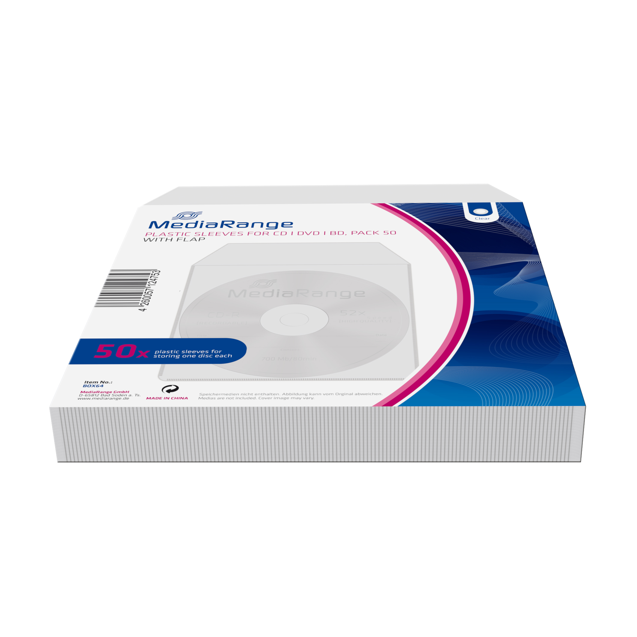 Image of MediaRange BOX64 optical disc case Sleeve case 1 discs Grey