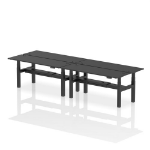 Dynamic Air Back-to-Back W1800 x D600mm Height Adjustable Sit Stand 4 Person Bench Desk With Cable Ports Black Finish Black Frame - HA02994 DD