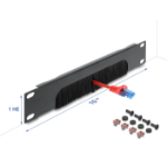 DeLOCK 10″ Cable Management Brush Strip open at the bottom 1U dark grey