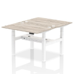 Dynamic Air Back-to-Back W1200 x D800mm Height Adjustable Sit Stand 2 Person Bench Desk With Cable Ports Grey Oak Finish White Frame - HA01654 DD