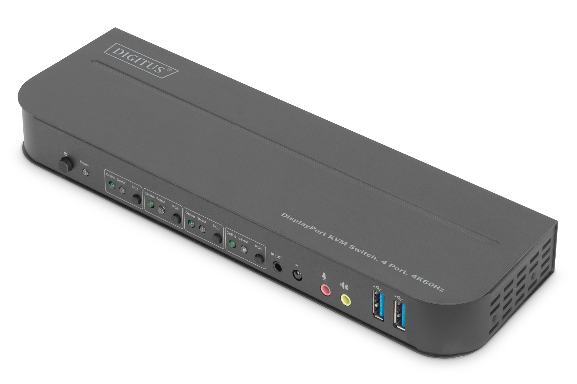 Image of Digitus KVM Switch, 4-Port, 4K60Hz, 4 x DP in, 1 x DP/HDMI out