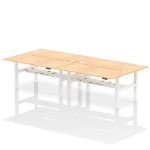 Dynamic Air Back-to-Back W1800 x D800mm Height Adjustable Sit Stand 4 Person Bench Desk With Cable Ports Maple Finish White Frame - HA02710 DD