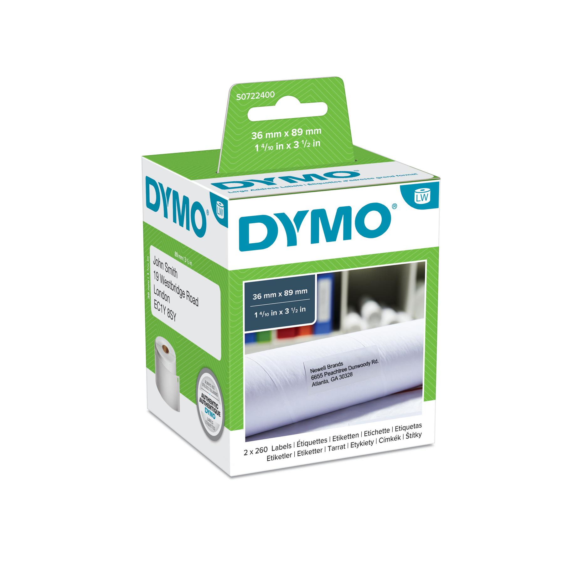 Image of Dymo 99012/S0722400 DirectLabel-etikettes 89mm x36mm Pack=2 for...