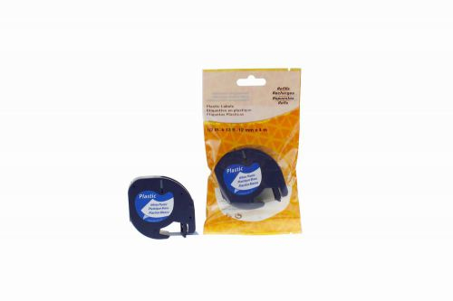 CTS Compatible Dymo 91201 Black on White 12mm x 4m LetraTAG Plastic Tape Cassette
