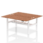 Dynamic Air Back-to-Back W1800 x D800mm Height Adjustable Sit Stand 2 Person Bench Desk With Cable Ports Walnut Finish White Frame - HA02662 DD