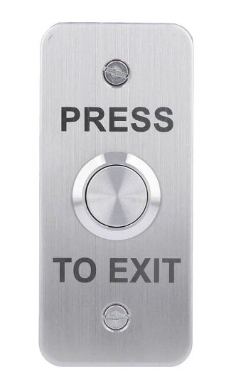 NARROW STAINLESS EXIT BUTTON,  SURFACE PUSH TO EXIT thumbnail