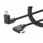 Manhattan USB-C to USB-C Charging Cable, 1m, Coiled Tangle-Resistant Design, Angled Connectors, Up to 60W Power Delivery, Ideal for Charging Cabinets/Carts, Charge Only - No Data Sync, Black, Lifetime Warranty