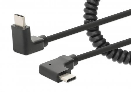 Image of Manhattan USB-C to USB-C Charging Cable. 1m. Coiled Tangle-Resistant D