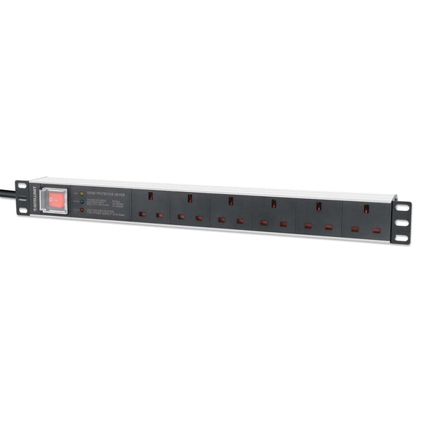 Intellinet Black 19" 1U Pdu 6-Way Uk. With Switch And Surge Protection.