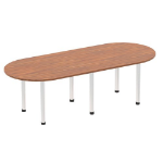 Dynamic Impulse W2400 x D1000 x H740mm Boardroom Table Post Leg Walnut Finish Brushed Aluminium Frame - I003736 DD