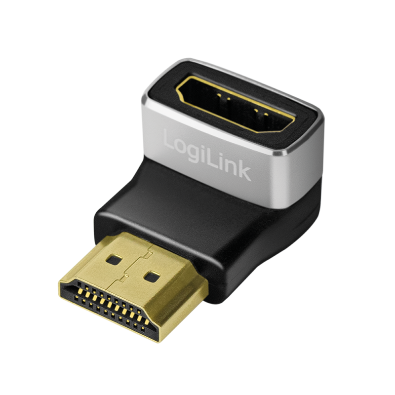 LogiLink HDMI adapter, A/M to A/F, 90� angled, 8K/60 Hz, black/grey