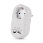 Entac Power Adapter 1 Grounded Socket and 2 USB (total 2.1A) White