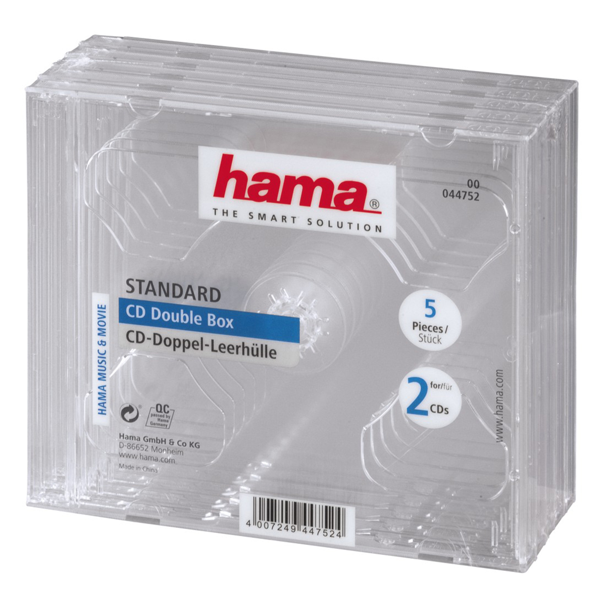 Image of Hama CD Double Jewel Case, Pack 5 2 discs Transparent