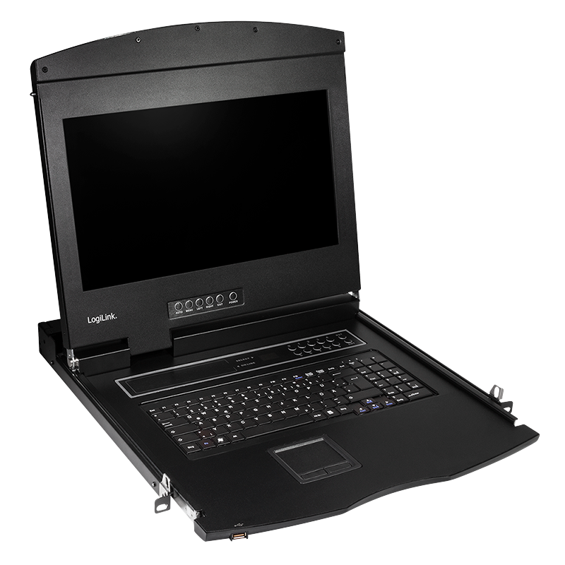 LogiLink KVM Console with 17" Full HD LCD Screen, HDMI, German keyboard layout