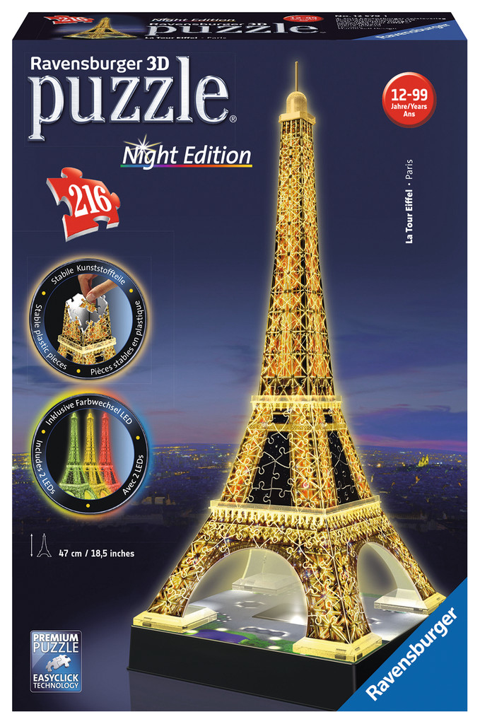 12579 RAVENSBURGER 3D Puzzle-Bauwerke Eiffelturm bei Nacht