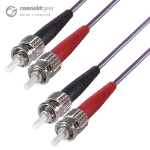 connektgear 5m Duplex Fibre Optic Multi-Mode Cable OM4 50/125 Micron ST to ST Purple