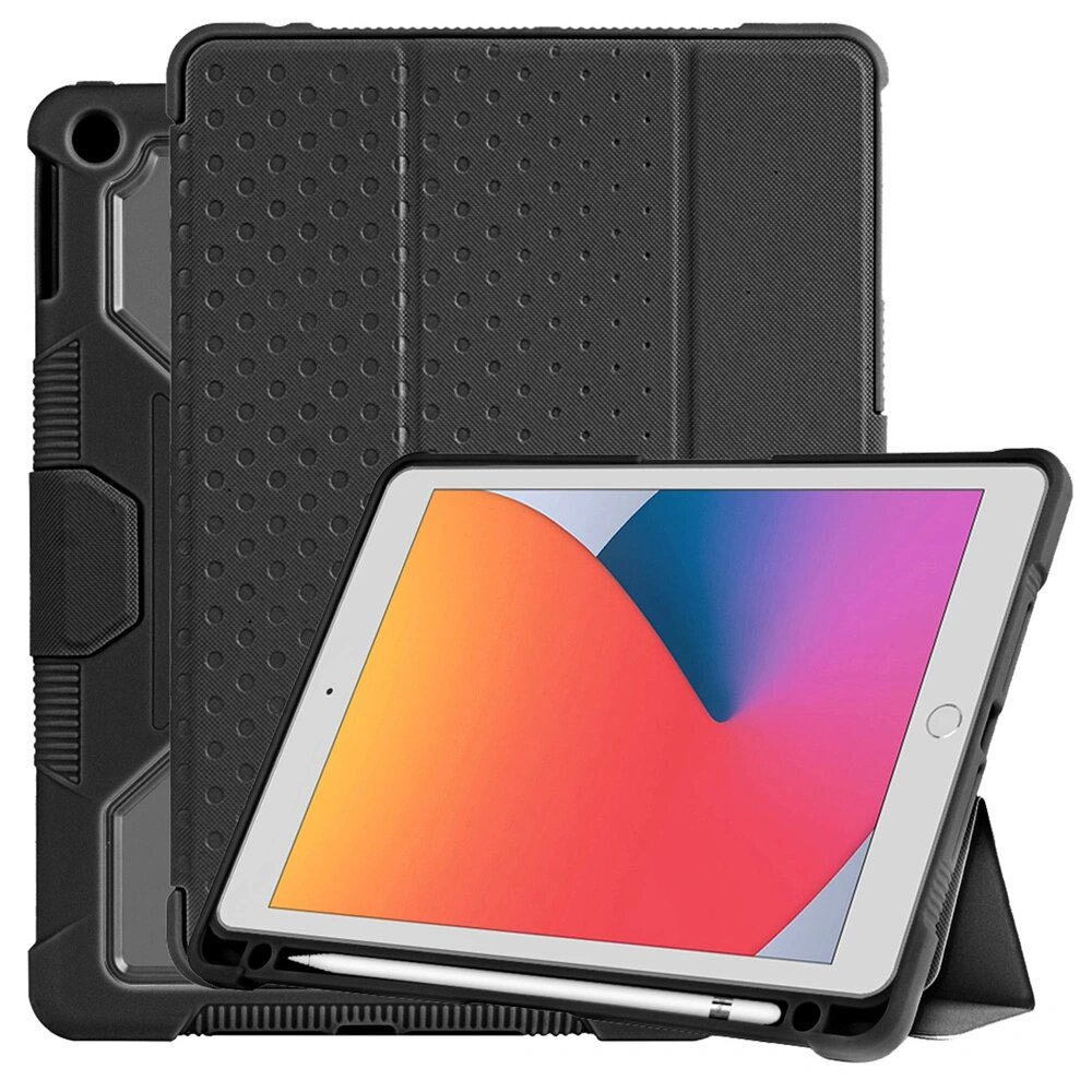 TAXIPF056V3 TECH AIR iPad 10.2 Gen 7; 8 and 9. Classic Essential Rugged Folio Case / Stand; includes Apple pencil holder.