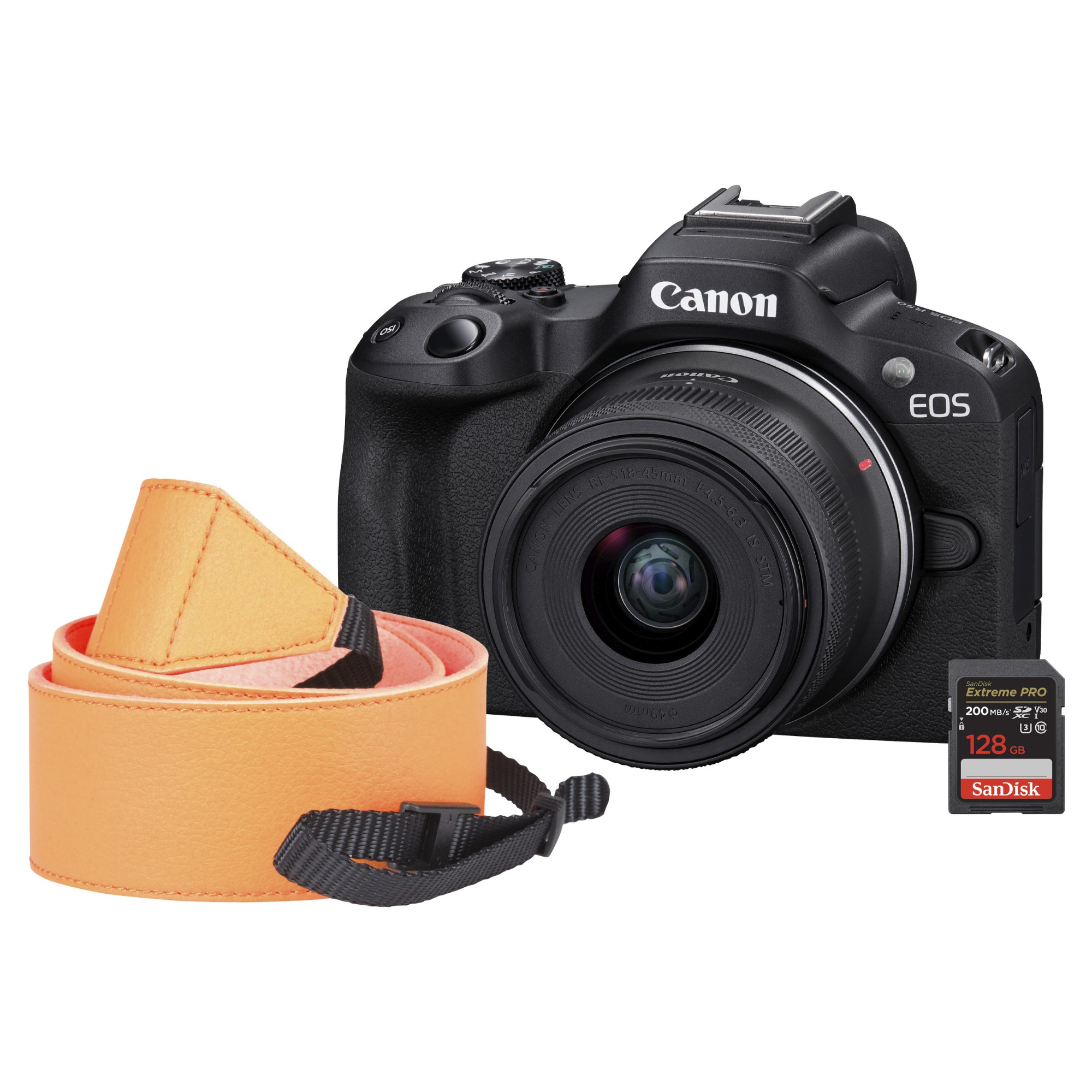 Canon EOS R50 Camera Kit inc RF-S 18-45mm Lens. Sandisk 128GB SD Card