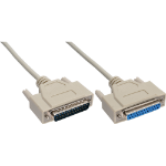 InLine serial cable molded DB25 male / female direct grey 10m