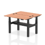 Dynamic Air Back-to-Back W1200 x D600mm Height Adjustable Sit Stand 2 Person Bench Desk With Cable Ports Beech Finish Black Frame - HA01530 DD