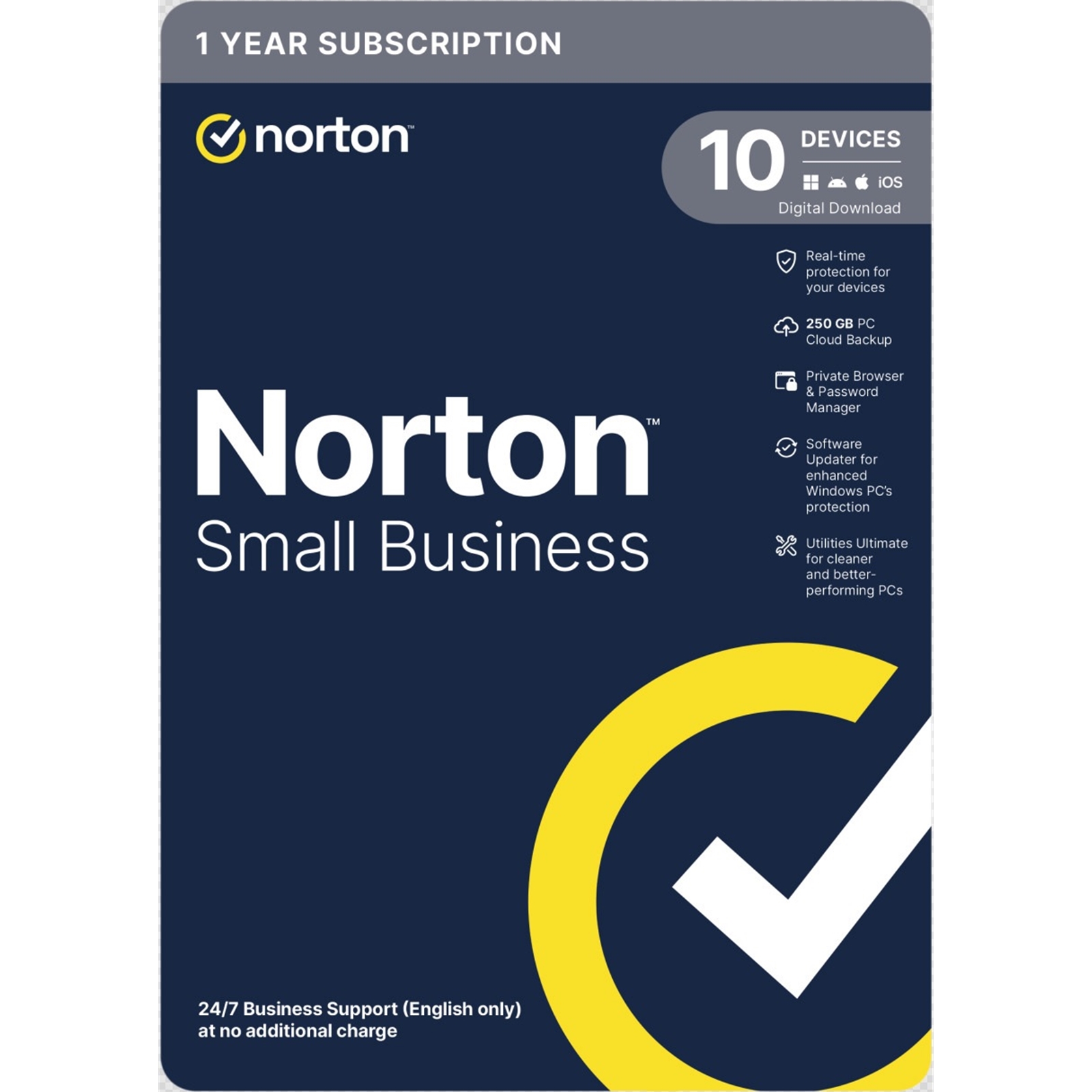 21454822 NortonLifeLock Small Business, Antivirus Software, 10 Devices, 1-year Subscription, Includes 250GB of Cloud Storage, Dark Web Monitoring, Private Browser, 24/7 Business Support, Activation Code by email - ESD