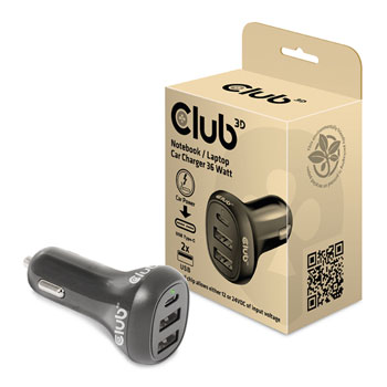 Image of CLUB3D USB KFZ-Ladegerät 1xUSB C 2xUSB A 36W 12/24V retail