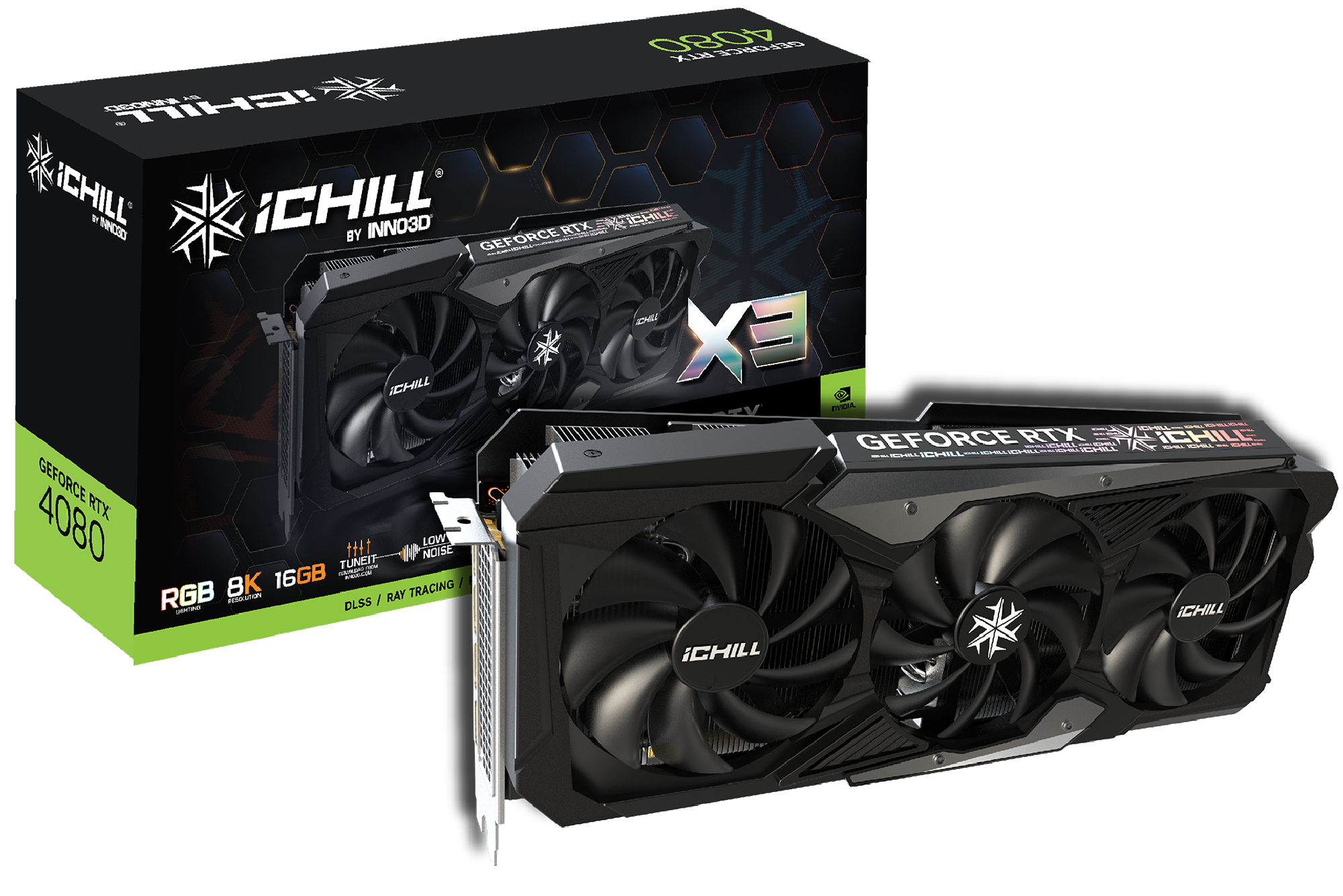 Image of Inno3D RTX4080 IChill X3 16GB NVIDIA GeForce RTX 4080 GDDR6X