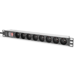 Digitus Socket strip with aluminum profile and switch, 8-way CEE 7/5, 2 m cable safety plug with grounding contact