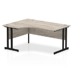 Dynamic Impulse W1600 x D1200/800 x H730mm Left Hand Crescent Desk With Cable Management Ports Cantilever Leg Grey Oak Finish Black Frame - MI003353 DD