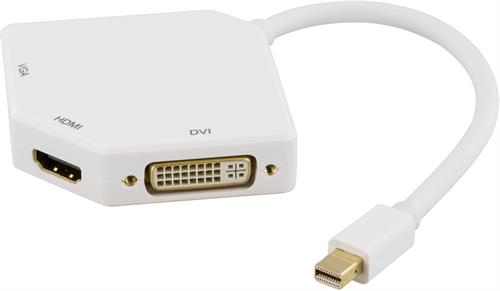 DP-MULTI2 DELTACO DP-MULTI2 - 0.15 m - Mini DisplayPort - DVI-D + VGA (D-Sub) + HDMI - Male - Female - Straight