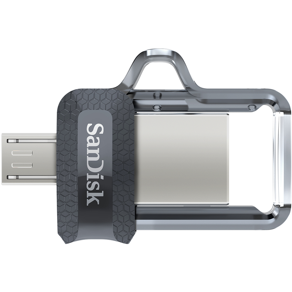 SanDisk Ultra Dual m3.0 USB-sticka 64 GB USB Type-A / Micro-USB 3.2 Gen 1 (3.1 Gen 1) Svart, Silver, Transparent