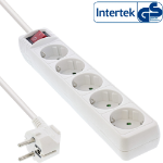 InLine Socket strip, 5-way earth contact CEE 7/3, white, 1.5m