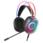Deltaco Gaming GAM-186 headphones/headset Wired Head-band USB Type-A Black, Transparent