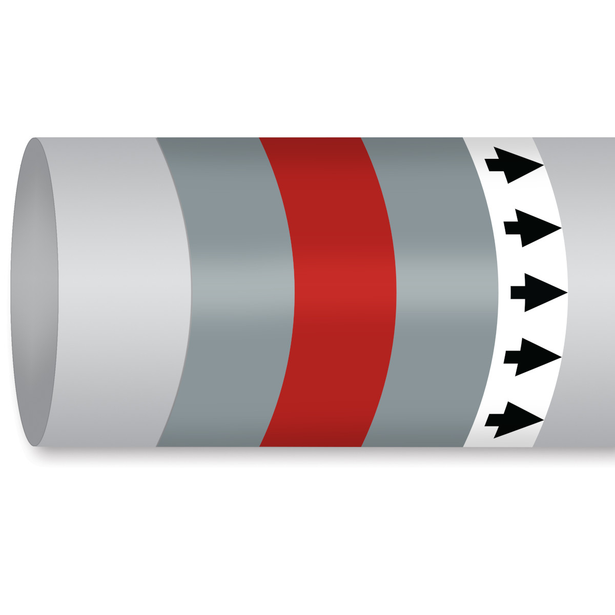 Brady MPM-NONFLAMGAS-200MMX30M-GY/RD/GY-ROLL self-adhesive label Rectangle Permanent Grey, Red
